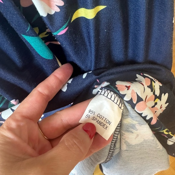 Women Summer floral mini dress v neck navy size medium - Picture 3 of 5